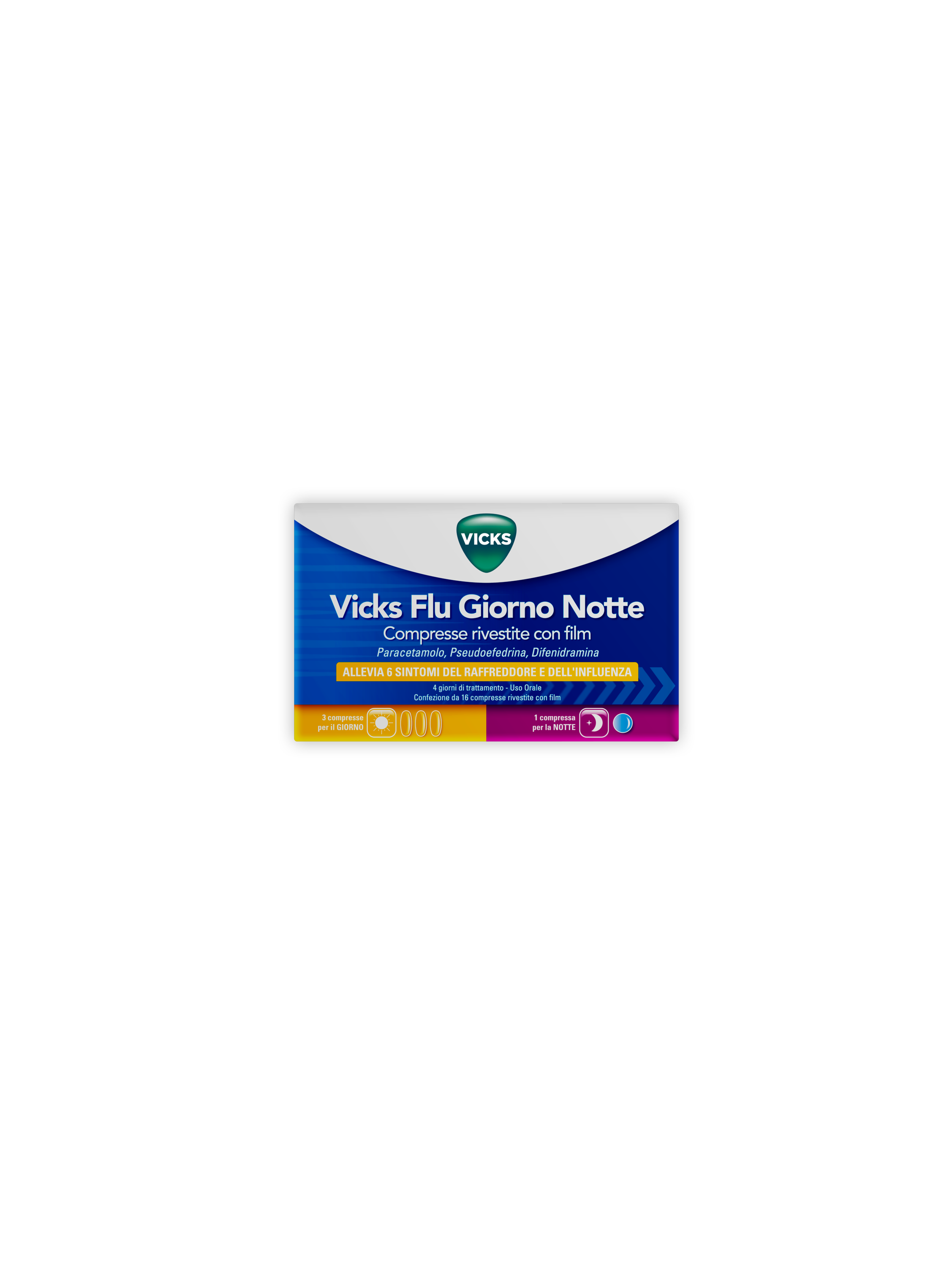 VICKS FLU GIORNO NOTTE*12+4CPR - Farmacia Mastrangelo 