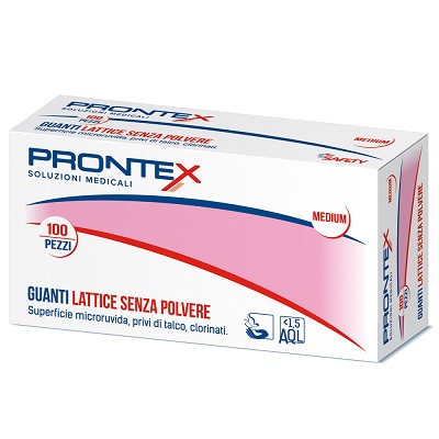 PRONTEX GUANTO IN LATTICE SENZA POLVERE MEDIO 100 PEZZI - Farmacia Mastrangelo 