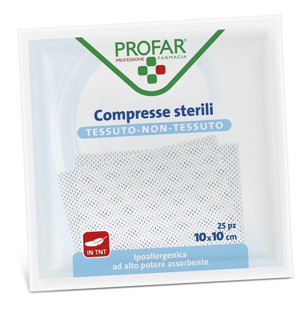 GARZA COMPRESSA TESSUTO NON TESSUTO 10X10 CM 25 PEZZI PROFAR - Farmacia Mastrangelo 