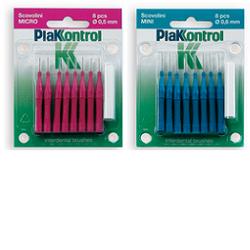 PLAKKONTROL SCOVOLINO MINI 0,6 MM 8 PEZZI + MANICO - Farmacia Mastrangelo 