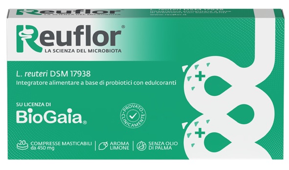 REUFLOR 20 COMPRESSE MASTICABILI AROMA LIMONE - Farmacia Mastrangelo 