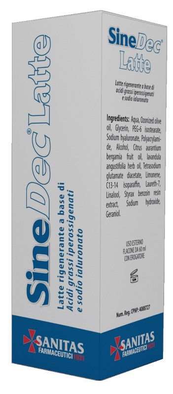 EMULSIONE PROFUMATA CONTENENTE OLIO OSSIGENATO PER PREVENZIONE E MEDICAZIONE DELLE ULCERE DA DECUBITO DI GRADO I SU PELLE INTEGRA SINEDEC LATTE 60ML - Farmacia Mastrangelo 