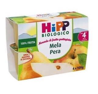 HIPP BIO FRUTTA GRATTUGGIATA MELA PERA 4X100 G - Farmacia Mastrangelo 