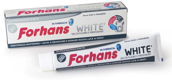 FORHANS SP WHITE DENTIF 75ML - Farmacia Mastrangelo 
