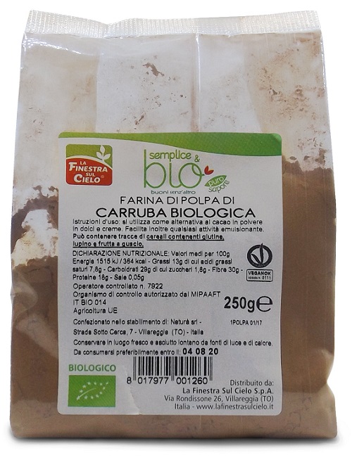 POLPA DI CARRUBA FARINA BIO 250 G - Farmacia Mastrangelo 