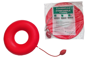 CIAMBELLA GONFIABILE PER INVALIDI IN GOMMA ROSSA TEAM DELUXE CON POMPA 45CM DIAMETRO - Farmacia Mastrangelo 