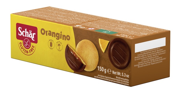 SCHAR ORANGINO BISCOTTI CON RIPIENO AL GUSTO DI ARANCIA RICOPERTI CON CIOCCOLATO 150 G - Farmacia Mastrangelo 