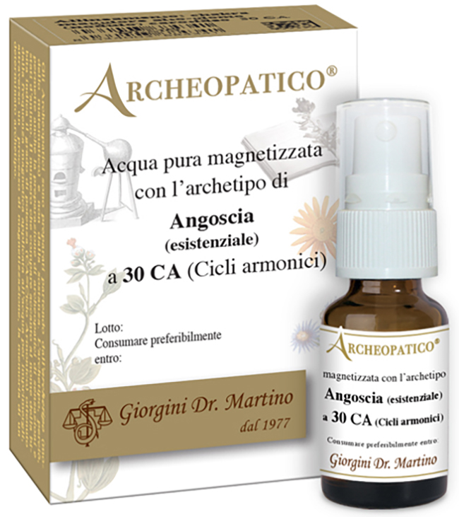 ARCHEOPATICO ACQUA PURA MAGNETIZZATA CON ARCHETIPO ANGOSCIA ESISTENZIALE A 30 CICLI ARMONICI 10 ML - Farmacia Mastrangelo 