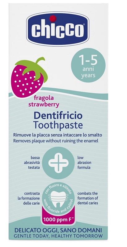 CHICCO DENTIFRICIO FRAGOLA 50 ML 12M+ CON FLUORO - Farmacia Mastrangelo 