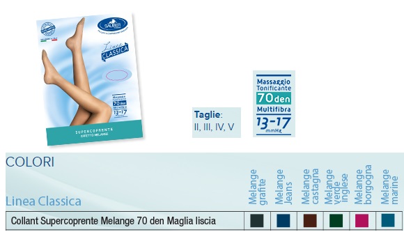SAUBER COLLANT 70 DENARI SUPER COPRENTE MAGLIA LISCIA MELANGE GRAFITE 2 LINEA CLASSICA - Farmacia Mastrangelo 