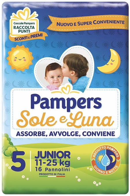 PANNOLINO PER BAMBINO PAMPERS SOLE & LUNA FLASH JUNIOR 16 PEZZI - Farmacia Mastrangelo 