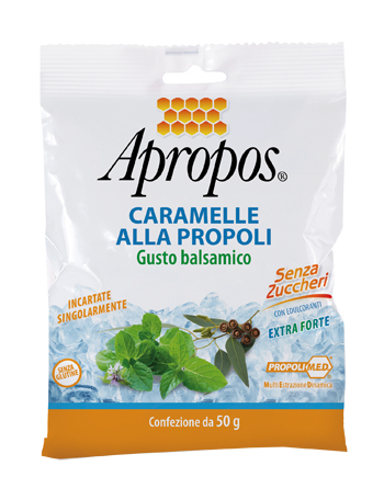 APROPOS CARAMELLE DURE ALLA PROPOLI BALSAMICHE SENZA ZUCCHERO 50 G - Farmacia Mastrangelo 