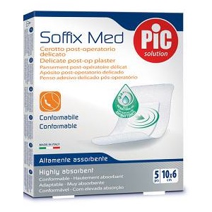 CEROTTO PIC SOFFIX MED IN TNT CON TAMPONE CENTRALE ASSORBENTE STERILE MONOUSO 10X6 CM ANTIBATTERICO 5 PEZZI - Farmacia Mastrangelo 