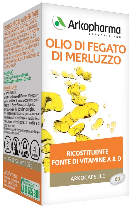 ARKO CAPSULE OLIO FEGATO MERLUZZO 60 CAPSULE - Farmacia Mastrangelo 