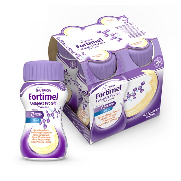 NUTRICIA FORTIMEL COMPACT PROTEIN GUSTO PESCA E MANGO 4 BOTTIGLIE DA 125 ML - Farmacia Mastrangelo 