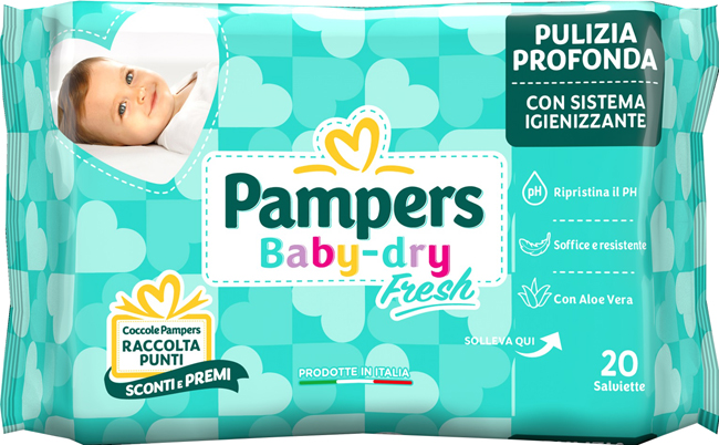 SALVIETTINE UMIDIFICATE PAMPERS BABY FRESH 30% + CONSISTENTE 20 PEZZI - Farmacia Mastrangelo 