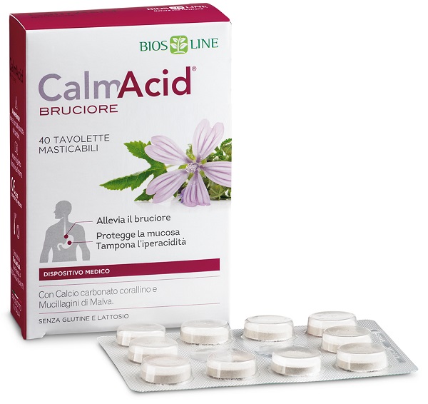 BIOSLINE CALMACID BRUCIORE 40 TAVOLETTE MASTICABILI - Farmacia Mastrangelo 