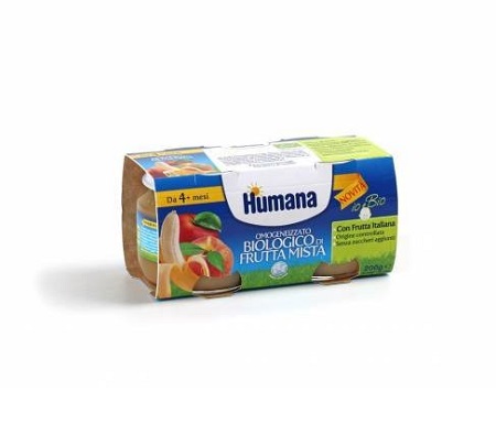 HUMANA OMOGENEIZZATO FRUTTA MISTA BIO 2 VASETTI 100 G - Farmacia Mastrangelo 