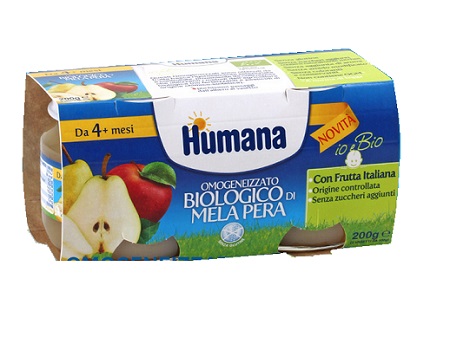 HUMANA OMOGENEIZZATO MELA/PERA BIO 2 VASETTI 100 G - Farmacia Mastrangelo 