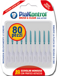 PLAKKONTROL BRUSH & CLEAN SCOVOLINI SPAZI STRETTI 80 PEZZI - Farmacia Mastrangelo 