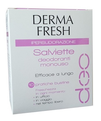 DERMAFRESH IPERSUDORAZIONE 10 SALVIETTINE DEODORANTI - Farmacia Mastrangelo 