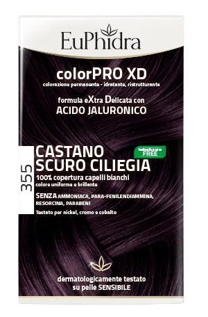 EUPHIDRA COLORPRO XD 355 CASTANO SCURO CILIEGIA GEL COLORANTE CAPELLI IN FLACONE + ATTIVANTE + BALSAMO + GUANTI - Farmacia Mastrangelo 