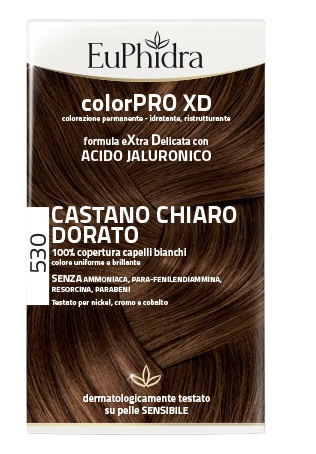 EUPHIDRA COLORPRO XD 530 CASTANO CHIARO DORATO GEL COLORANTE CAPELLI IN FLACONE + ATTIVANTE + BALSAMO + GUANTI - Farmacia Mastrangelo 