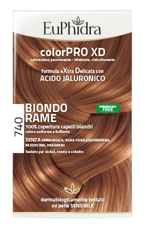 EUPHIDRA COLORPRO XD 740 BIONDO RAME GEL COLORANTE CAPELLI IN FLACONE + ATTIVANTE + BALSAMO + GUANTI - Farmacia Mastrangelo 
