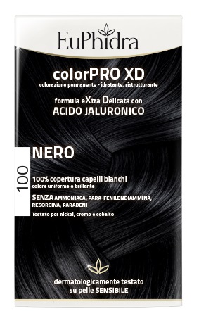 EUPHIDRA COLORPRO XD 100 NERO GEL COLORANTE CAPELLI IN FLACONE + ATTIVANTE + BALSAMO + GUANTI - Farmacia Mastrangelo 