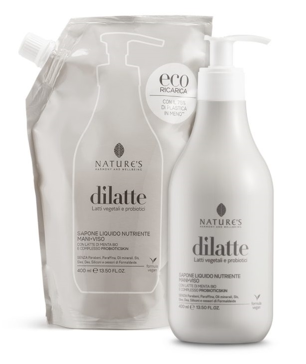 NATURE'S DILATTE SAPONE LIQUITO MANI/VISO RICARICA 400 ML - Farmacia Mastrangelo 