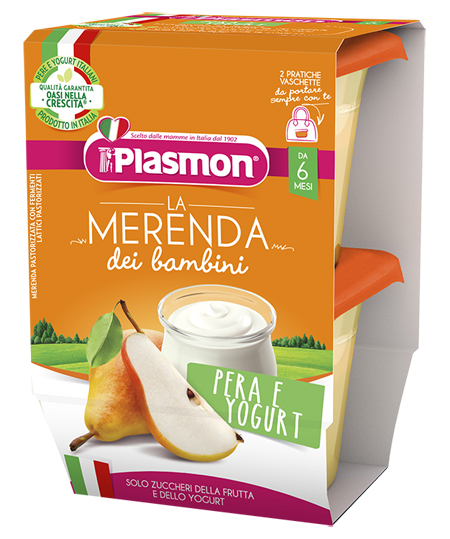 PLASMON LA MERENDA DEI BAMBINI SAPORI DI NATURA PERA YOGURT ASETTICO 2 X 120 G - Farmacia Mastrangelo 