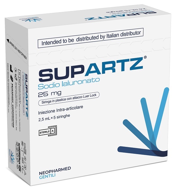SIRINGA PRERIEMPITA INTRA-ARTICOLARE SUPARTZ ACIDO IALURONICO 25 MG 2,5 ML 5 PEZZI - Farmacia Mastrangelo 