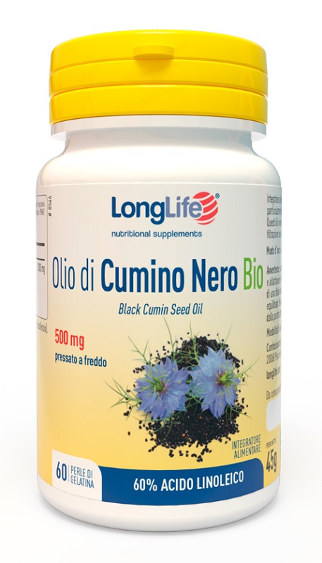 LONGLIFE OLIO DI CUMINO NERO BIO 60 PERLE IN GELATINA - Farmacia Mastrangelo 