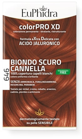 EUPHIDRA COLORPRO GEL COLORANTE CAPELLI XD 646 CANNELLA 50 ML IN FLACONE + ATTIVANTE + BALSAMO + GUANTI - Farmacia Mastrangelo 