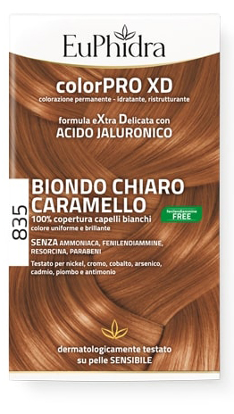EUPHIDRA COLORPRO GEL COLORANTE CAPELLI XD 835 CARAMELLO 50 ML + ATTIVANTE + BALSAMO + GUANTI - Farmacia Mastrangelo 