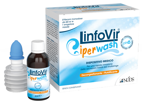 LINFOVIR IPERWASH SOLUZIONE SALINA IPERTONICA TAMPONATA 8 FLACONI DA 60 ML + 1 EROGATORE NASALE - Farmacia Mastrangelo 