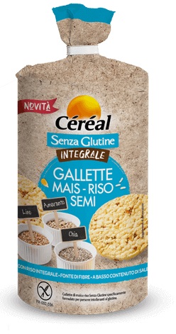 CEREAL SENZA GLUTINE INTEGRALE GALLETTE MAIS RISO SEMI 115 G - Farmacia Mastrangelo 