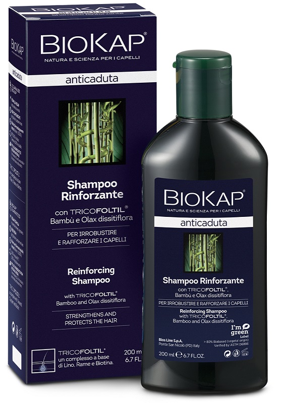 BIOKAP SHAMPOO RINFORZANTE ANTICADUTA CON TRICOFOLTIL NUOVA FORMULA 200 ML - Farmacia Mastrangelo 