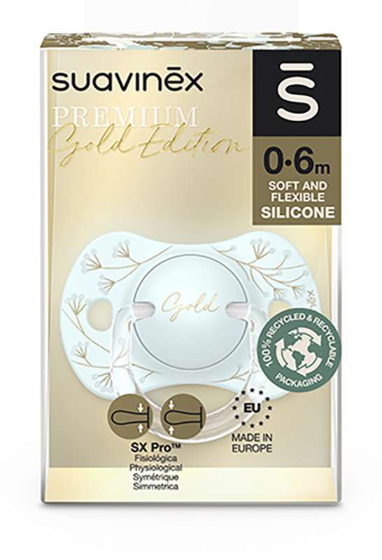 SUAVINEX GOLD SUCCHIETTO SILICONE 0/6 MESI SX PRO AZZURRO - Farmacia Mastrangelo 
