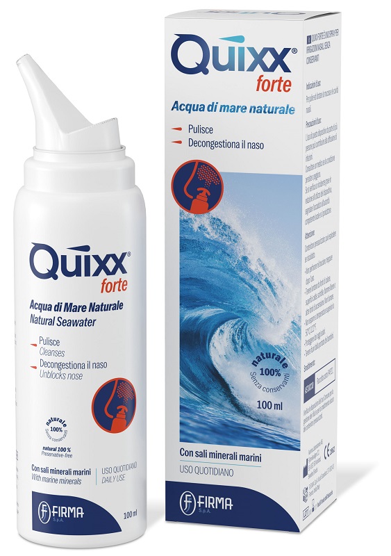 SOLUZIONE SPRAY PER IRRIGAZIONI NASALI QUIXX FORTE ACQUA MARINA IPERTONICA 100 ML - Farmacia Mastrangelo 