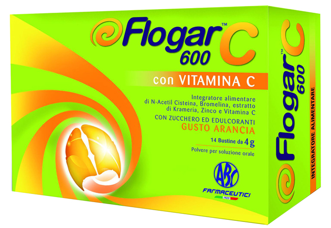 FLOGAR  C 600 CON VITAMINA C 14 BUSTINE GUSTO ARANCIA - Farmacia Mastrangelo 