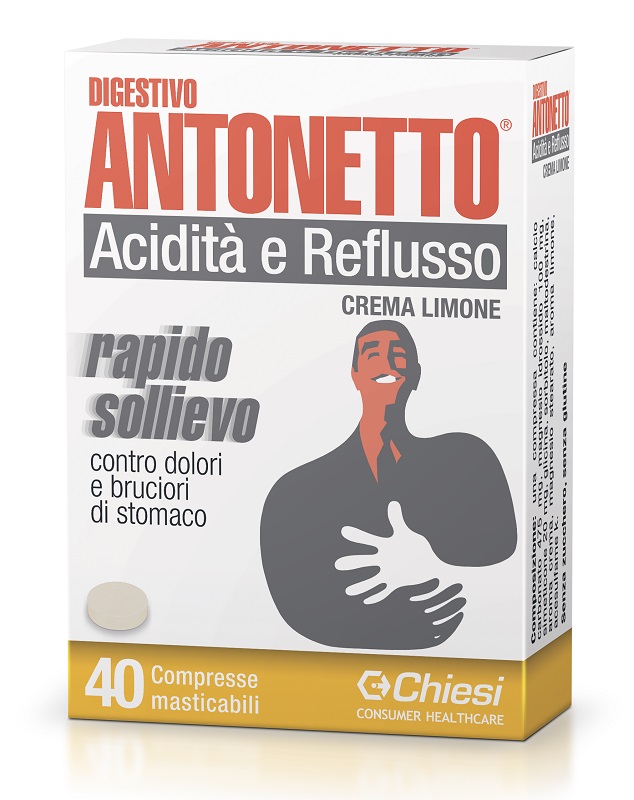 DIGESTIVO ANTONETTO ACIDITA' E REFLUSSO CREMA AL LIMONE 40 COMPRESSE MASTICABILI - Farmacia Mastrangelo 