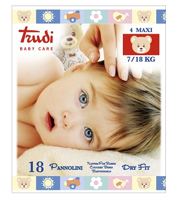 TRUDI BABY CARE PANNOLINO DRY FIT MAXI 7/18 KG 18 PEZZI - Farmacia Mastrangelo 