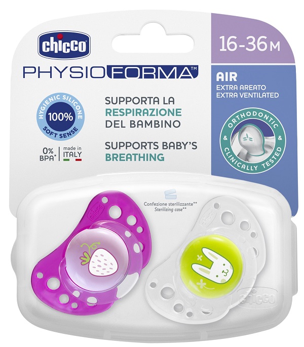 CHICCO SUCCHIETTO AIR GIRL IN SILICONE 16-36 MESI 2 PEZZI - Farmacia Mastrangelo 