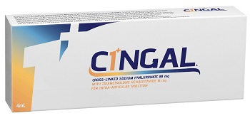 SIRINGA PRERIEMPITA INTRA ARTICOLARE CINGAL 4 ML 22MG/ML ACIDO RETICOLATO CON 4,5 MG/ML TRIAMCINOLONE ESACETONIDE - Farmacia Mastrangelo 
