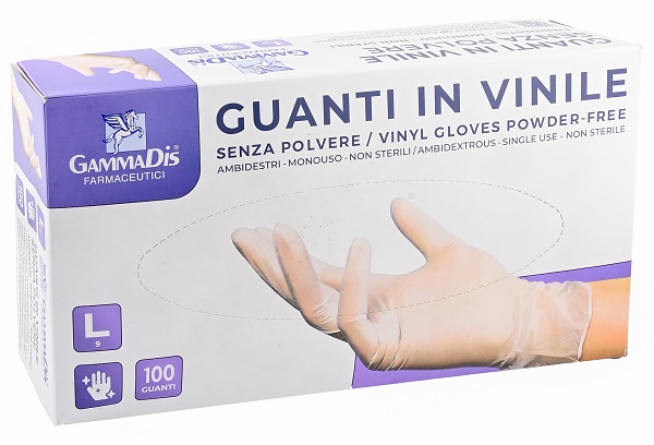 GUANTI VINILE SENZA POLVERE LARGE 100 PEZZI GAMMADIS - Farmacia Mastrangelo 