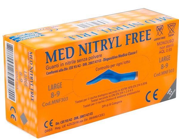 GUANTI NITRILE SENZA POLVERE LARGE 100 PEZZI GAMMADIS - Farmacia Mastrangelo 