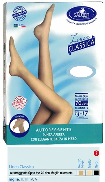 SAUBER AUTOREGGENTE OPEN TOE MAGLIA MICRORETE 70 DEN COLORE MEDIO TAGLIA 5 LINEA CLASSICA - Farmacia Mastrangelo 