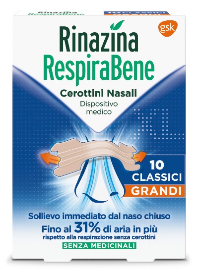RINAZINA RESPIRABENE CEROTTI NASALI CLASSICI GRANDI CARTON 10 PEZZI - Farmacia Mastrangelo 