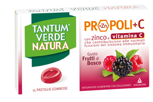 TANTUM VERDE NATURA PROPOLI+C CON ZINCO E VITAMINA C 15 PASTIGLIE GOMMOSE GUSTO FRUTTI DI BOSCO - Farmacia Mastrangelo 